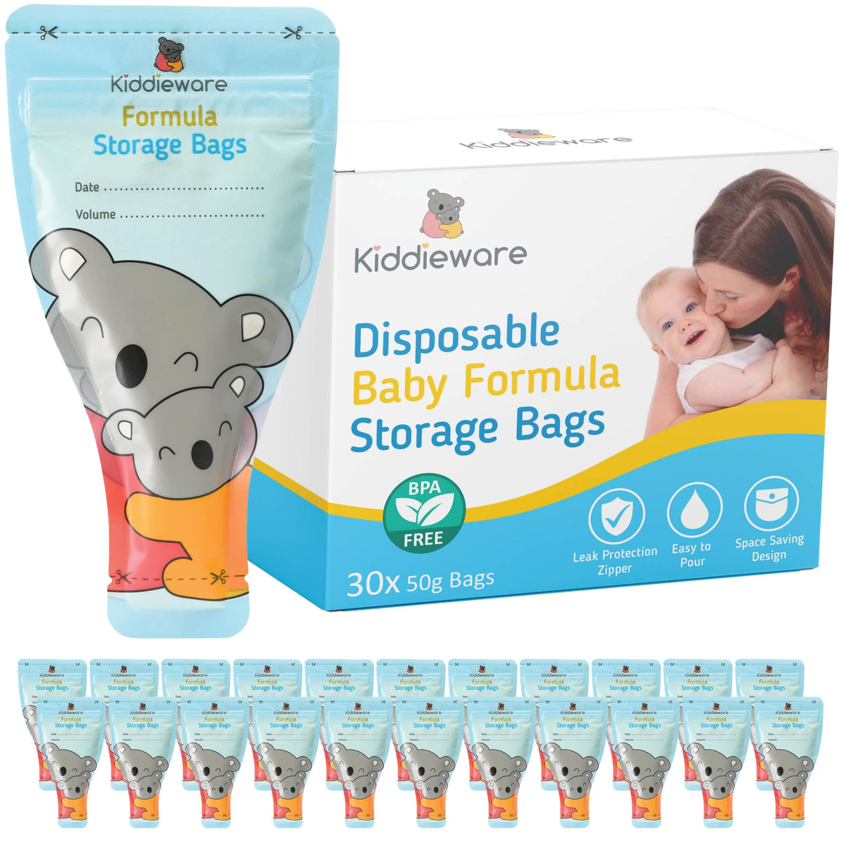 30-Pack Baby Formula Storage Bags
